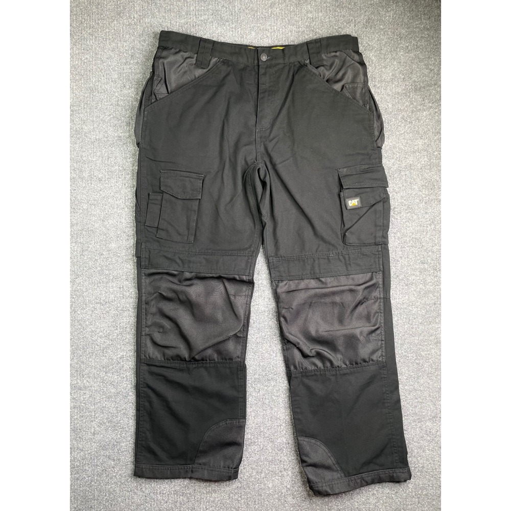 CAT Caterpillar Work Pants Mens 38x32 Black Cargo Utility C172 Redefined